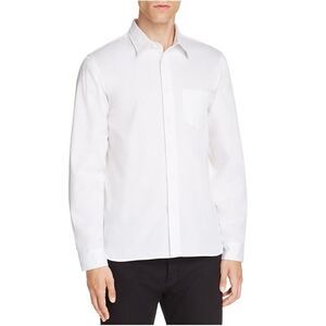 Uniform Mens Soft Wash Button Up Shirt, White, XL Neck, DM